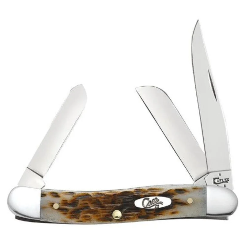Case 00042 - Amber Bone Peach Seed Jig Medium Stockman (6318 SS)