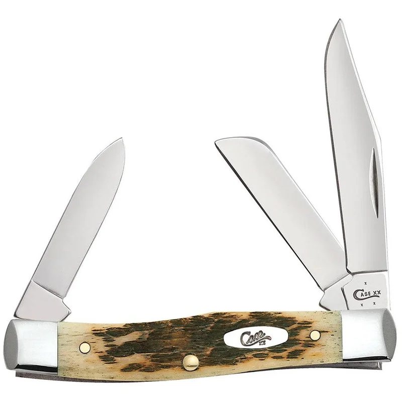 Case 00079 - Amber Bone Peach Seed Jig Medium Stockman (63032 CS)