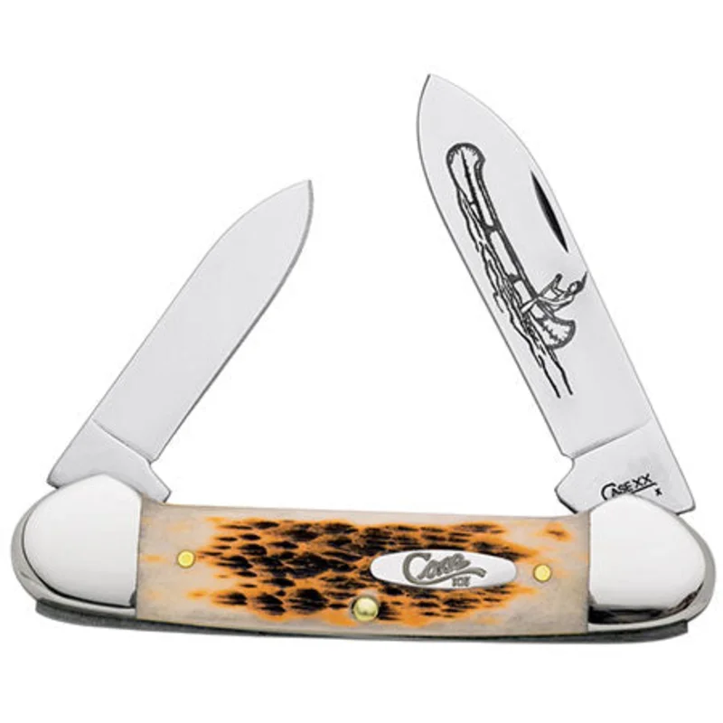 Case 00263 - Amber Peach Seed Jig Canoe (62131 CS)
