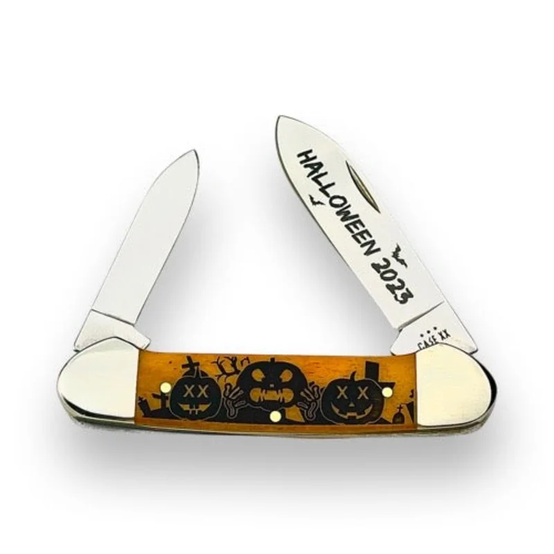 Case 10626 - Halloween Persimmon Orange Bone Smooth Canoe