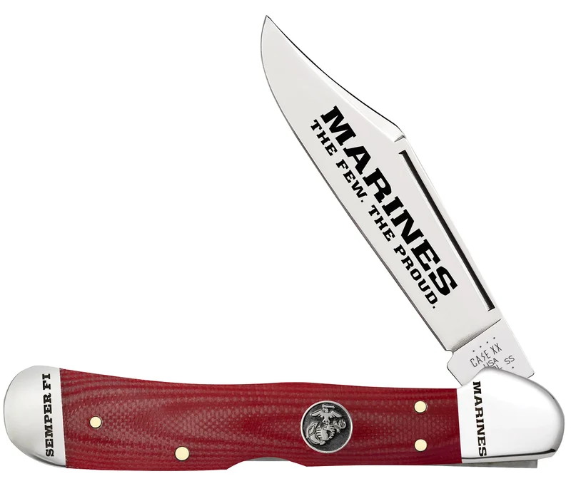 Case 13198 - USMC Red G-10 Smooth CopperLock (101549L SS)