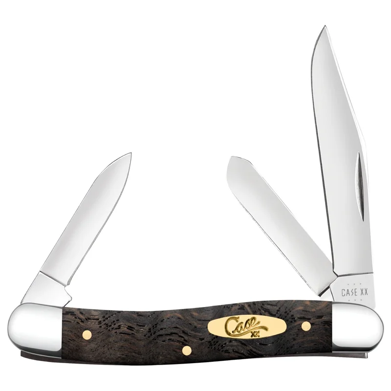 Case 14001 - Black Curly Oak Wood Smooth Medium Stockman (73087 SS)