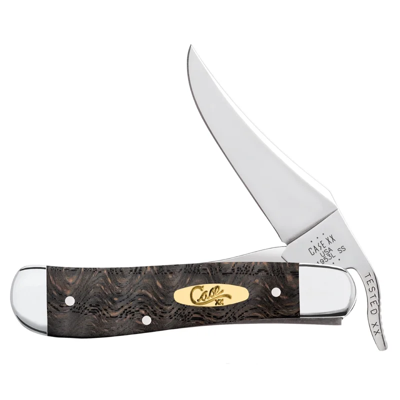 Case 14002 - Black Curly Oak Wood Smooth Russlock (71953L SS)