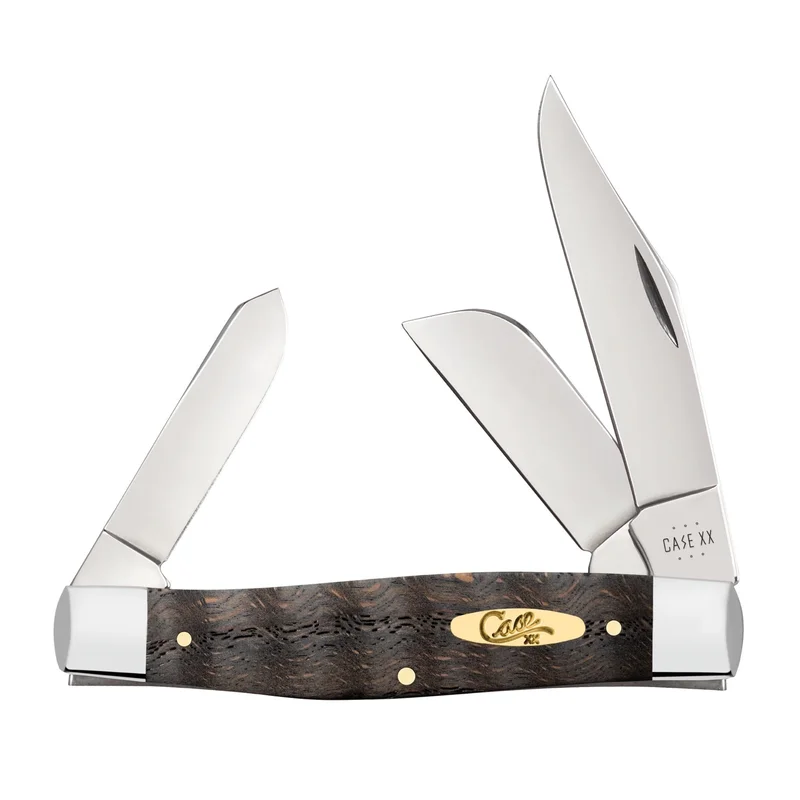 Case 14004 - Black Curly Oak Wood Smooth Large Stockman (7375 SS)