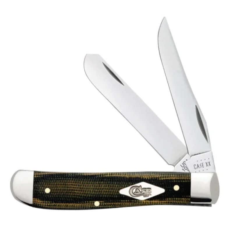 Case 23472 Black/Green Natural Canvas Micarta Smooth Mini Trapper