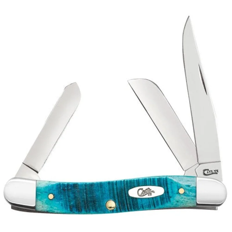 Case 25597 - Caribbean Blue Bone Sawcut Jig Medium Stockman