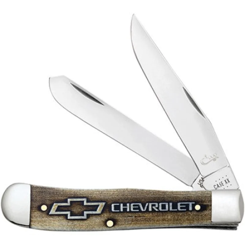 Case 33708 - Chevrolet Natural Bone Smooth Amber Color Wash Trapper with Jewel Box