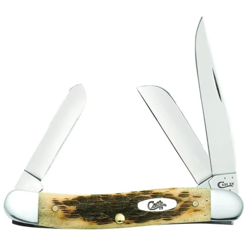 Case 39 - Amber Bone Peach Seed Jig Medium Stockman