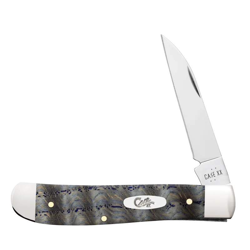 Case 47491 - Blue Curly Oak Wood Smooth Mini Trapper (7107W SS)