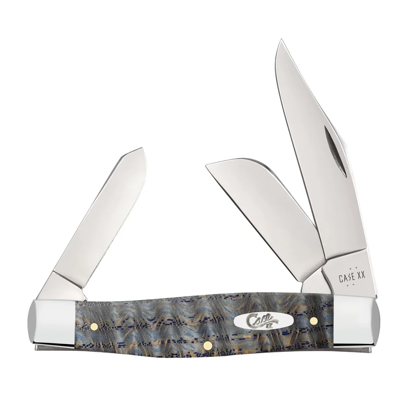 Case 47493 - Blue Curly Oak Wood Smooth Large Stockman (7375 SS)