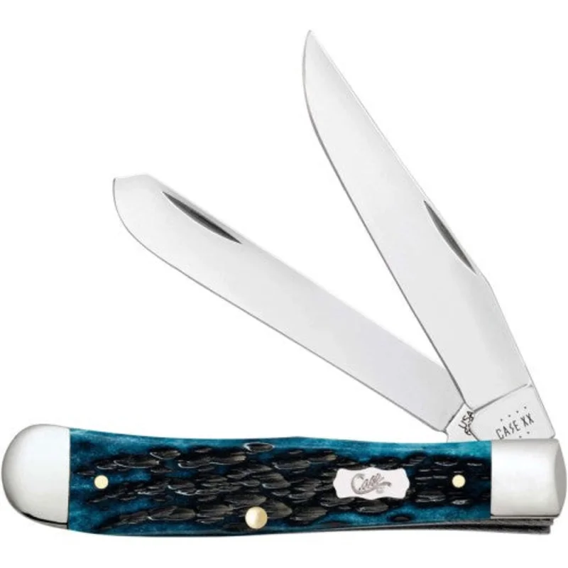 Case 51850 - Pocket Worn Mediterranean Blue Bone Peach Seed Jig Trapper (6254 SS)