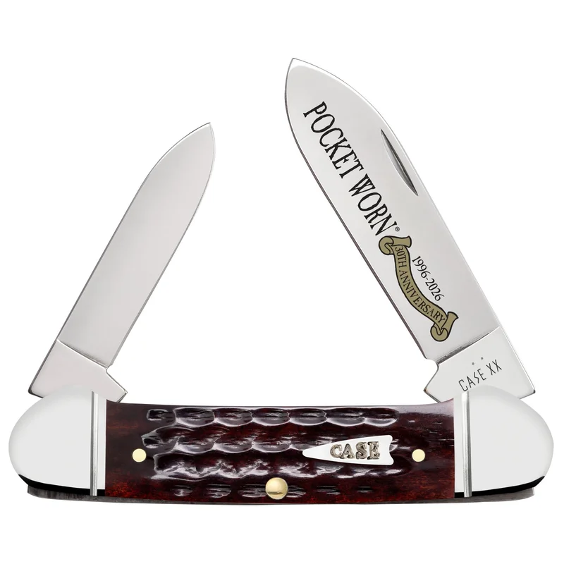 Case 55235 - Pocket Worn Mahogany Bone Corn Cob Jig Canoe (62131 SS) - Fluted