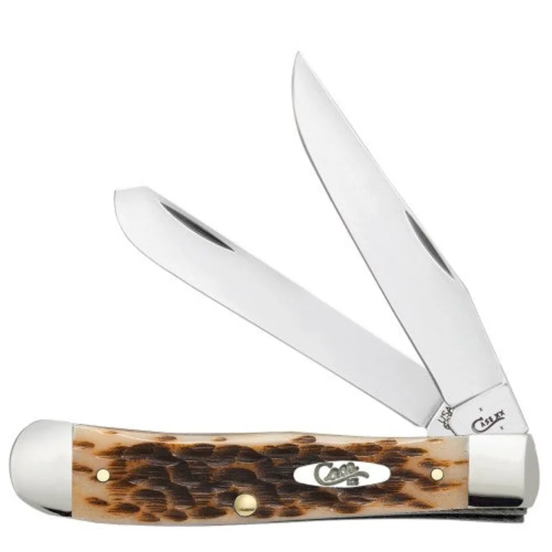 Case 6540 - Jigged Amber Bone Trapper with Clip