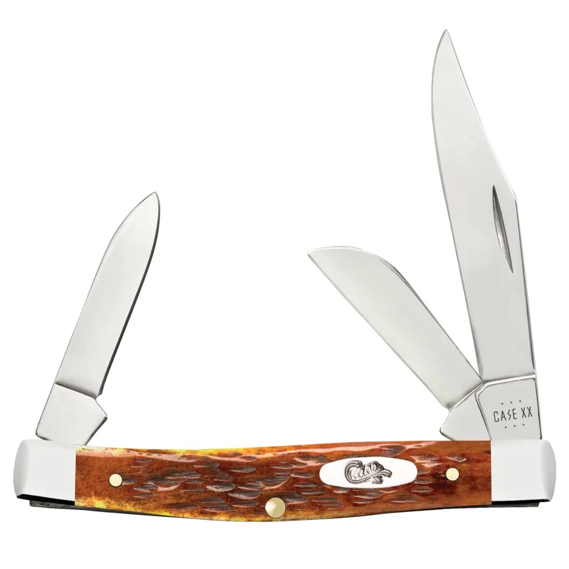 Case 69992 - Harvest Orange Bone Peach Seed Jig Medium Stockman (6344 SS)