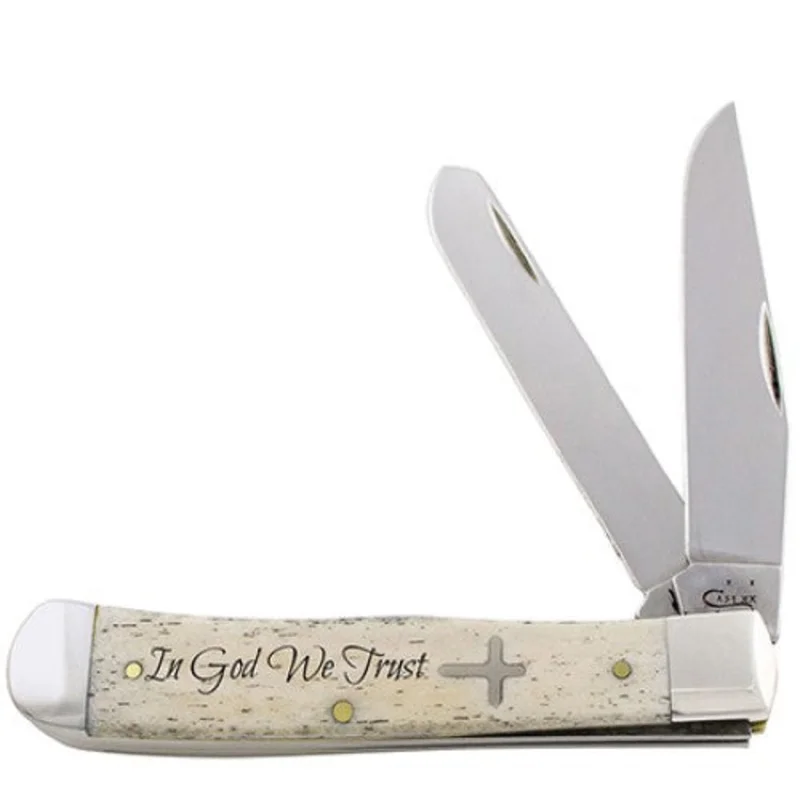 Case "In God We Trust" Smooth Natural Bone Trapper