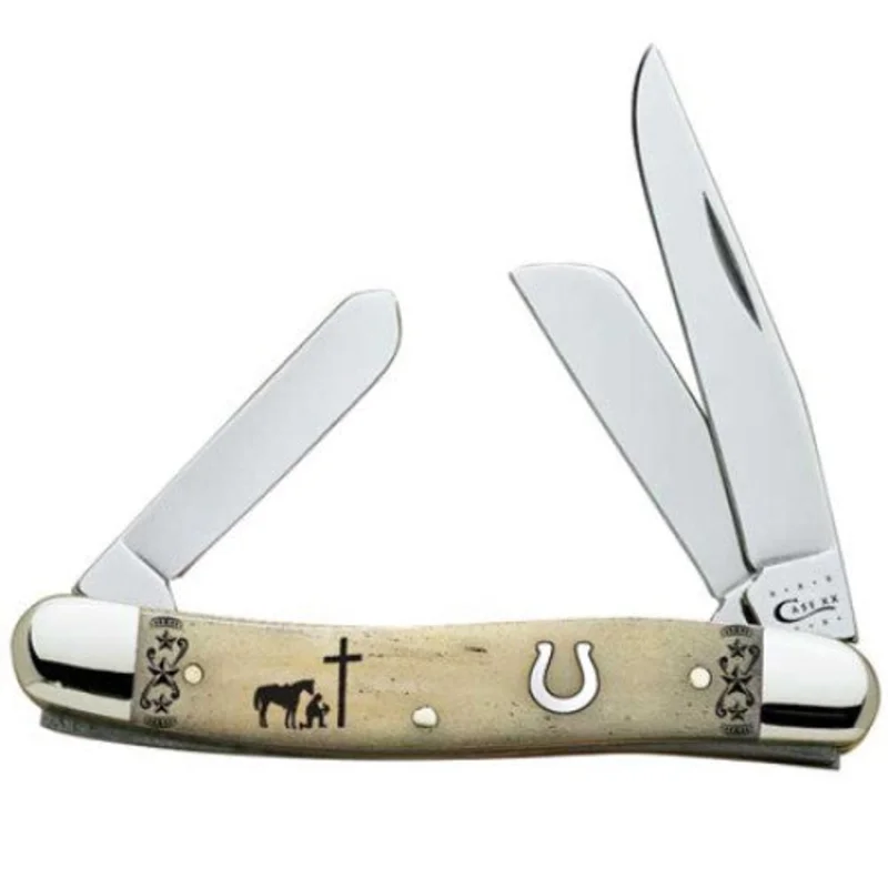 Case Kneeling Cowboy Natural Bone Medium Stockman