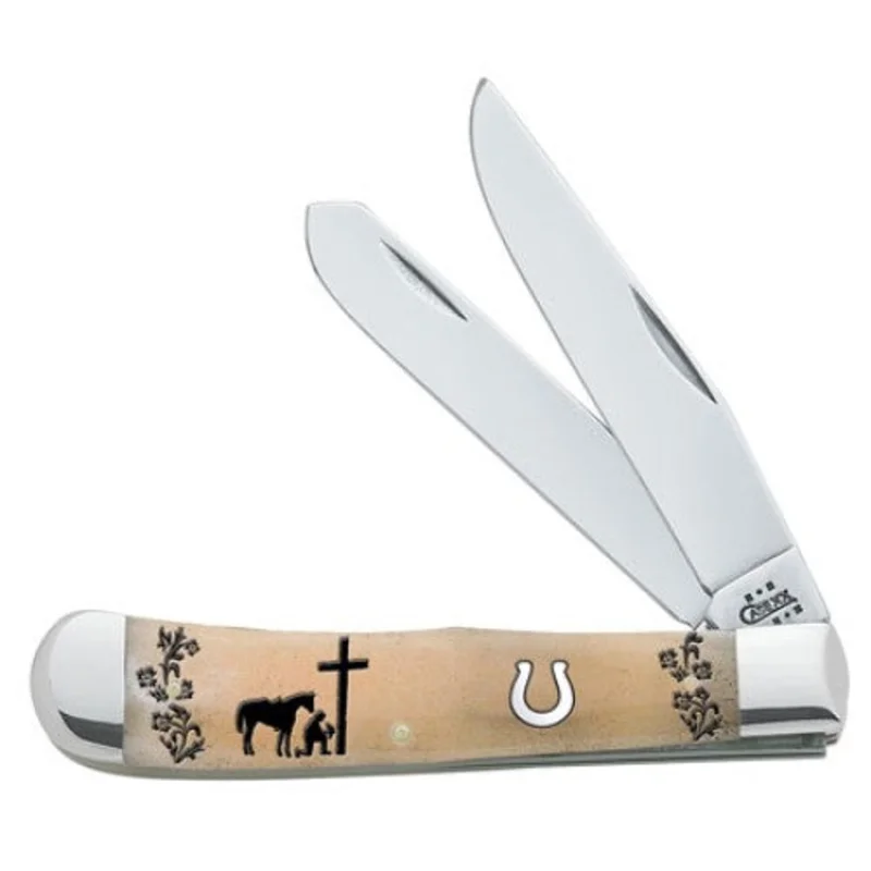 Case Kneeling Cowboy Smooth Natural Bone Trapper
