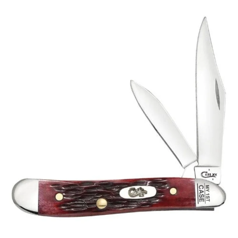 Case My First Case Pocket Knife - Pocket Worn Peach Seed Jig Old Red Bone Peanut