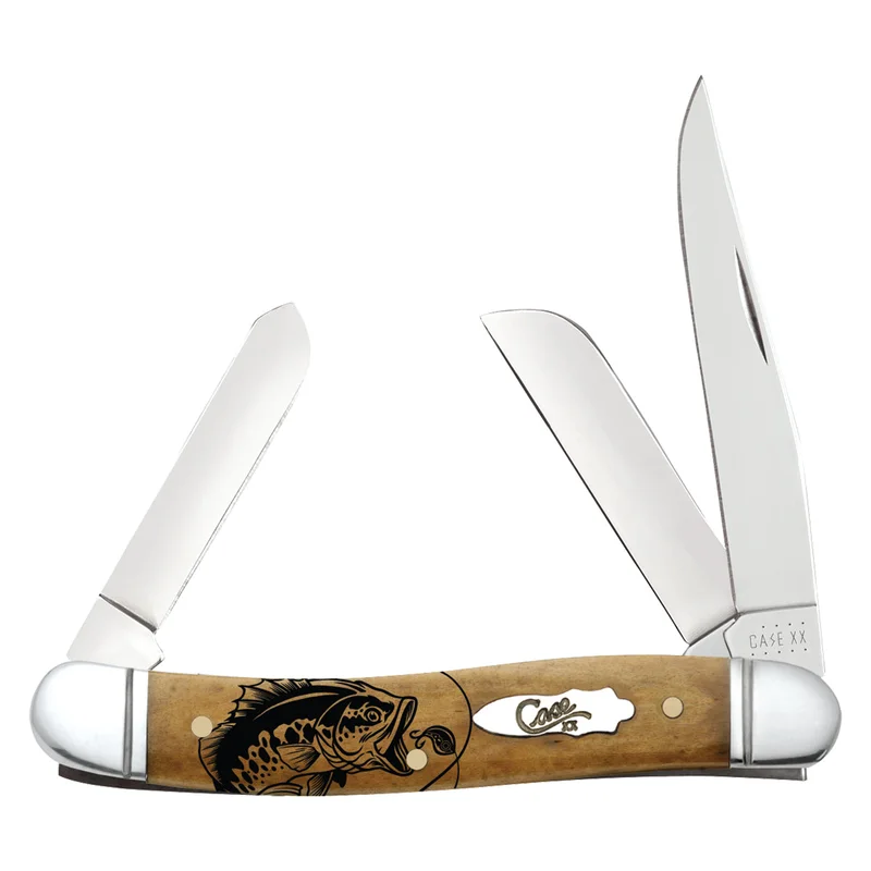 Case Smooth Antique Bone "Fishing" Medium Stockman