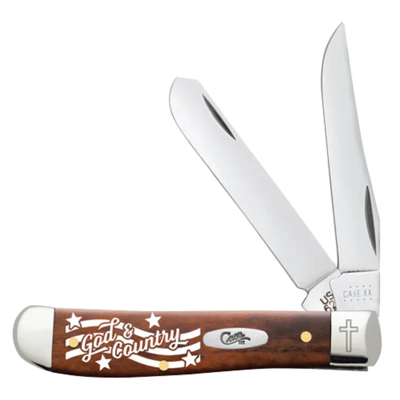 Case Smooth Chestnut Bone "God & Country" Mini Trapper