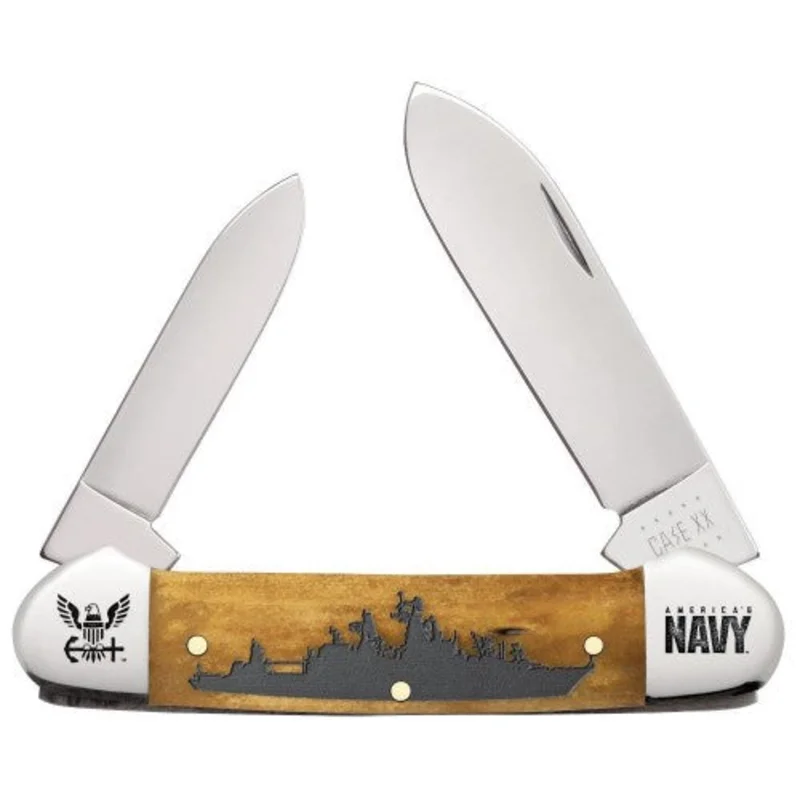 Case US Navy Small Antique Bone Canoe