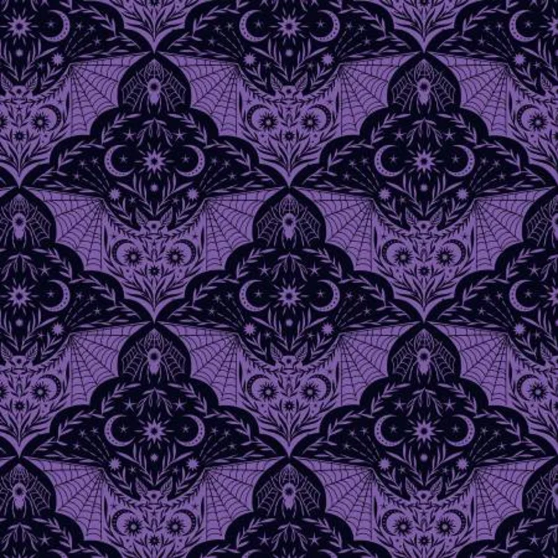CAST AS SPELL: purple floral bat (1/4 Yard)