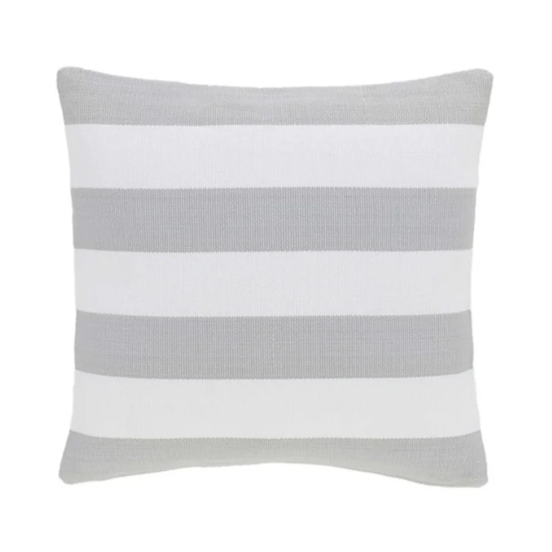 Catamaran Indoor/ Outdoor Pillow- Pearl Grey/White Stripe, 21" x 21"