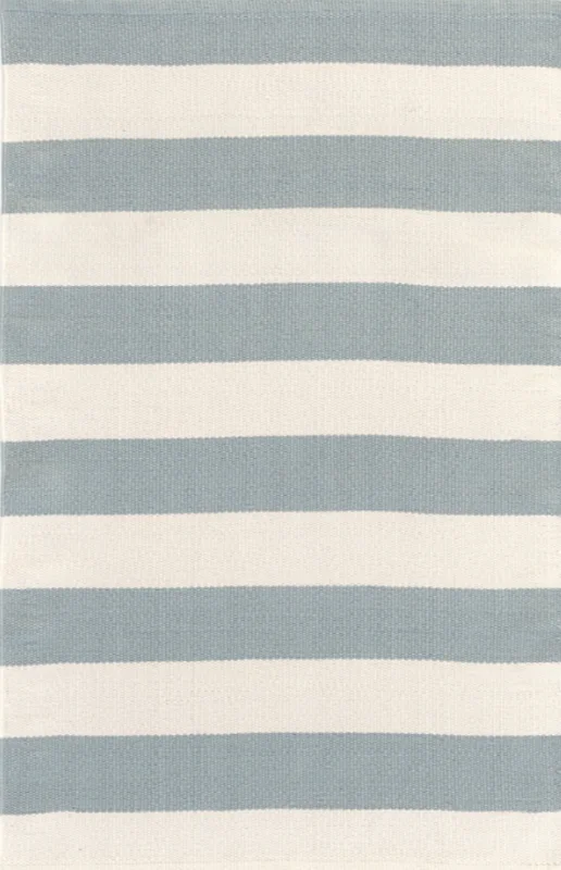 Catamaran Stripe Handwoven Indoor/Outdoor Rug, Light Blue/Ivory
