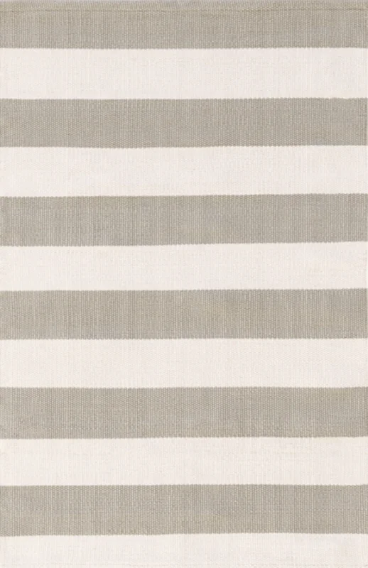 Catamaran Stripe Handwoven Indoor/Outdoor Rug, Platinum/Ivory
