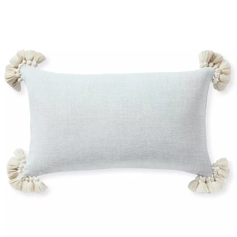 Cayucos Lumbar Pillow - Sky/Ivory, 12" x 21"