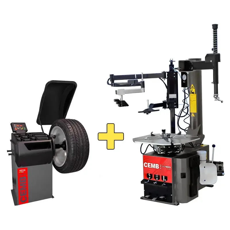 Cemb EZ10 Balancer + SM825 Air Tire Changer w/ Press Arm COMBO