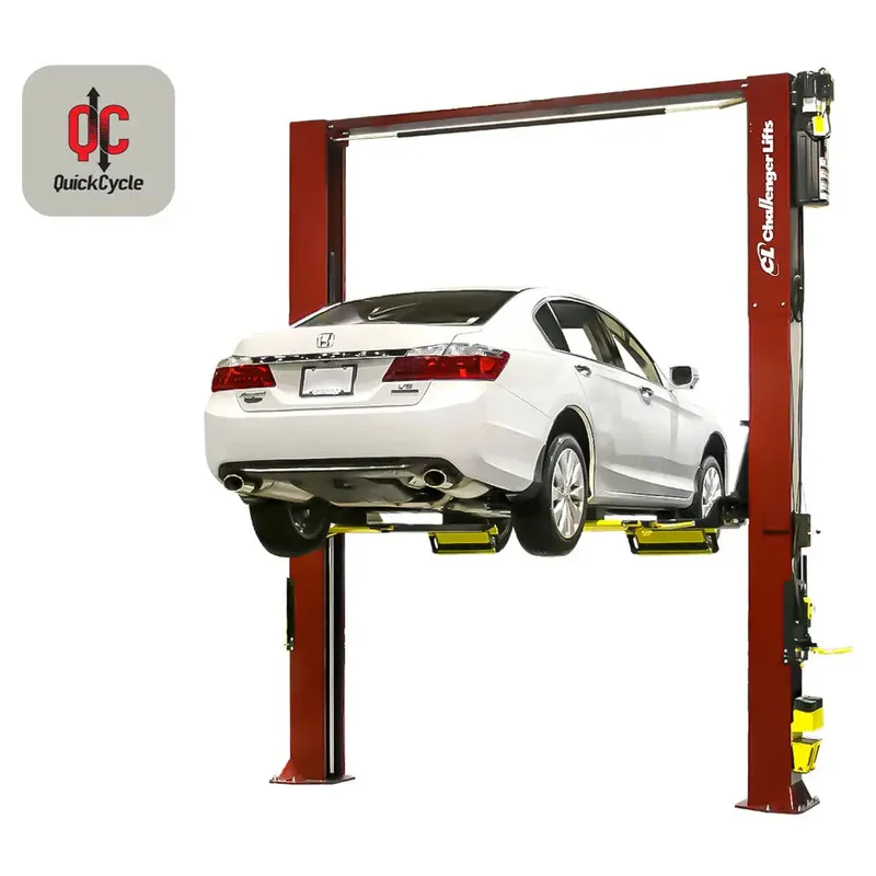 Challenger Quick Cycle 9K 2-Post Lift w/ Drive-on Express Pad - CL10A-XP9-QC Red