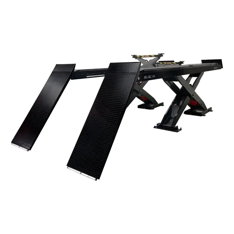 Challenger SX14-ER 14K Extended Scissor Alignment Lift w/ 2 Rolling Jack, Surface Mount