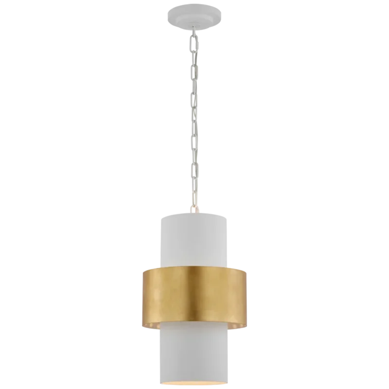 Chalmette 11" Layered Pendant, Plaster White and Gild