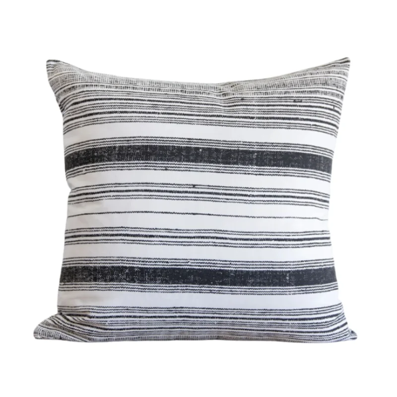 Charcoal Clyde Stripe Indoor/Outdoor Pillow, 22" x 22"
