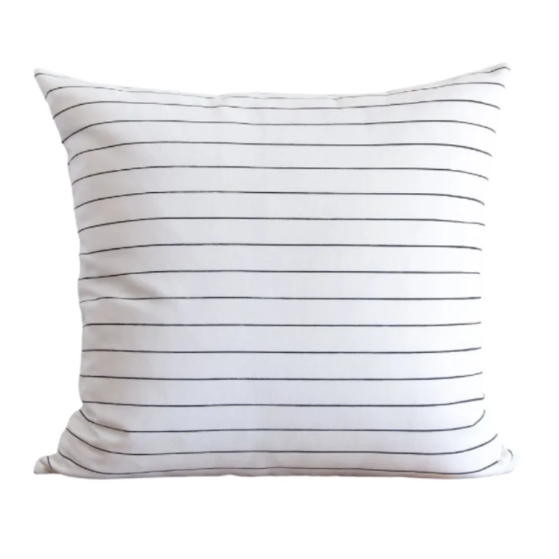 Charcoal Light Mini Stripe Indoor/Outdoor Pillow, 22" x 22"