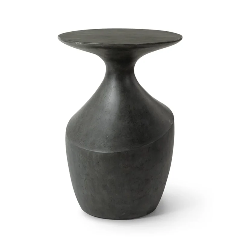 Chelsea Outdoor Side Table, Tall, Charcoal, 16"Dia x 23.25"H