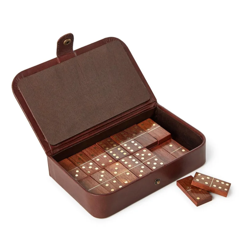 Chestnut Genuine Leather Domino Set
