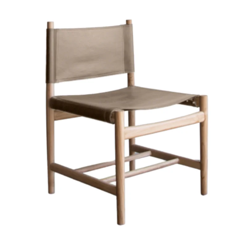 Claire Armless Dining Chair in Bone w/ Natural Teak Wood