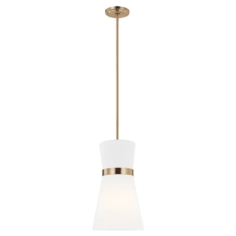 Clark One Light Pendant, Satin Brass