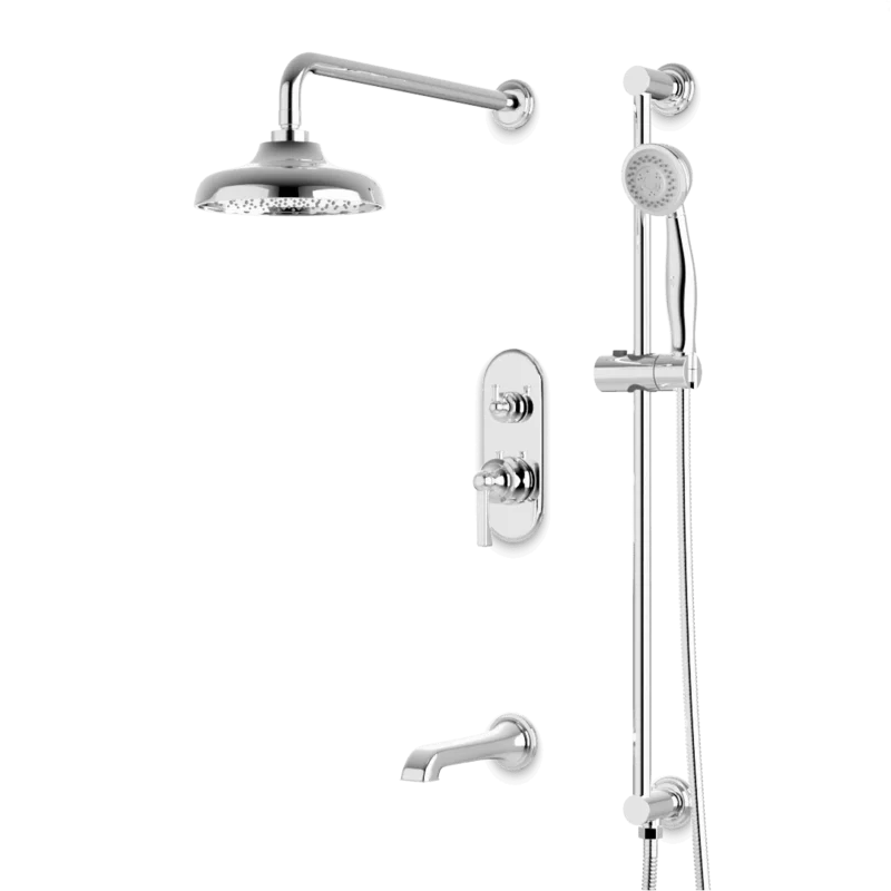 Classic Thermostatic Shower Trim Kit with Hand Shower on Slide Bar, Tub Filler