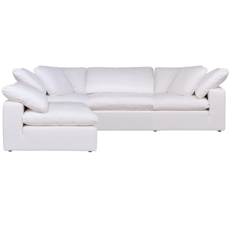 Clay Sectional, 133.5"W x 89"D, (can be LAF or RAF), Livesmart Fabric White