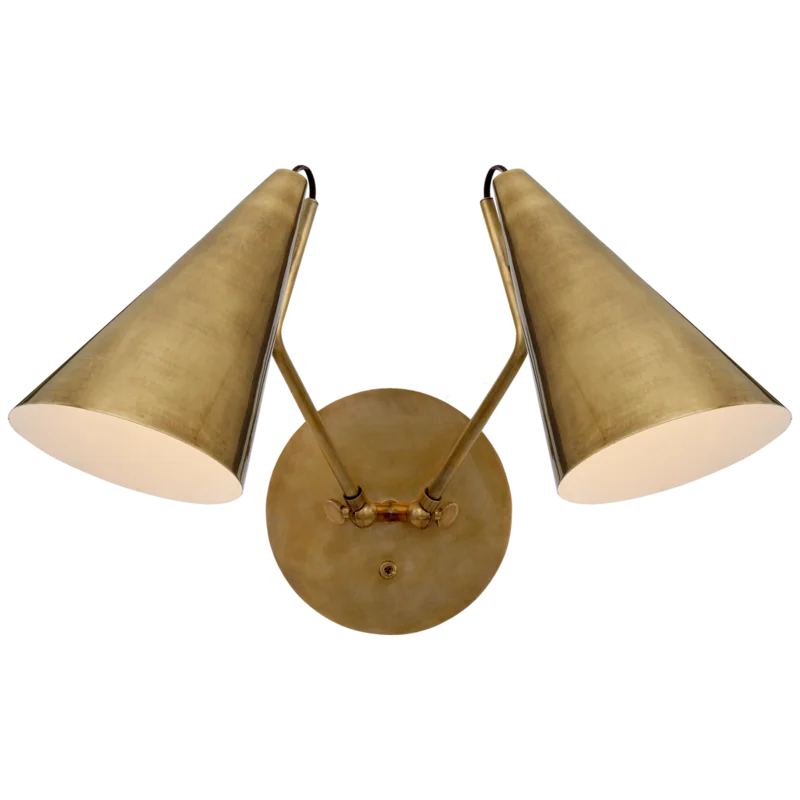 Clemente Double Sconce, Antique Brass