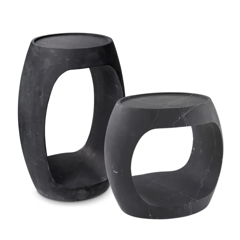 Clipper Side Table, Honed Black Marble, 2 Sizes
