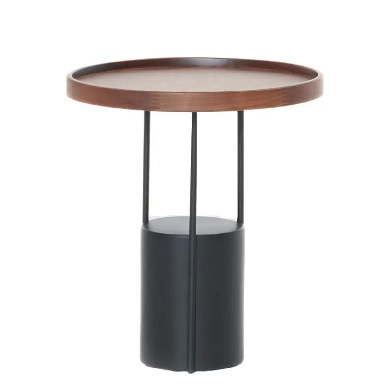 Cloch Low Side Table, Walnut, Black, 17.7" Dia 19.3" H