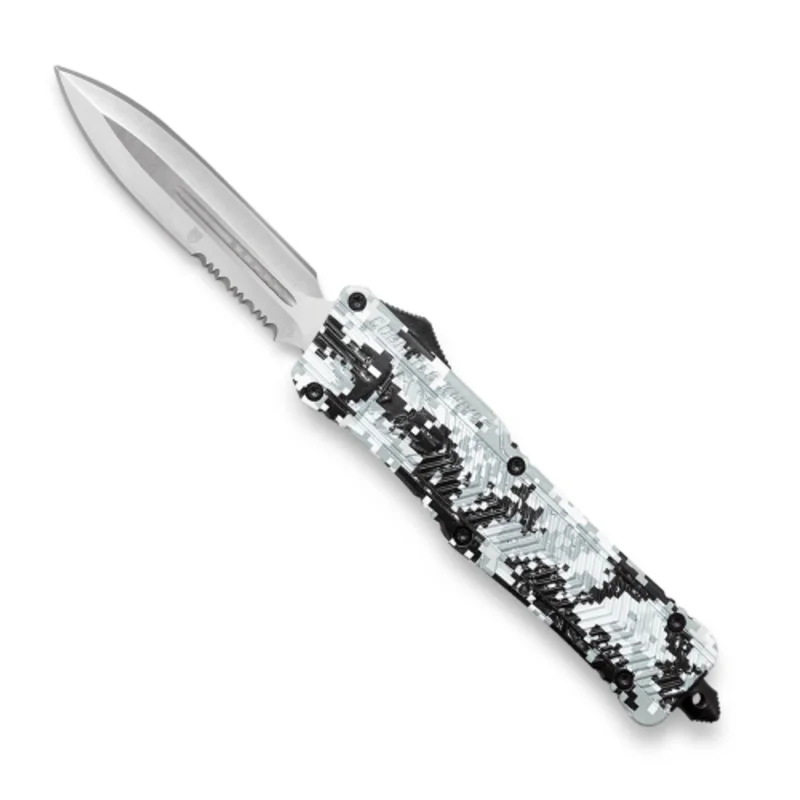 CobraTec Large CTK-1 Winter Digi Camo - Dagger 1-Side Serrated