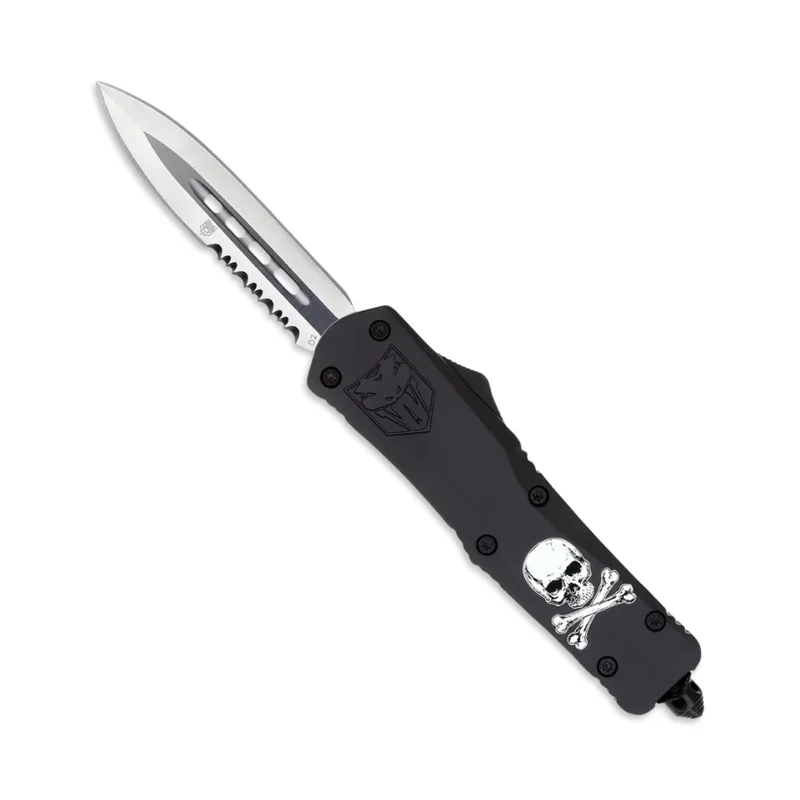 CobraTec Large FS-3 Jolly Roger Black - Dagger One Side Serrated