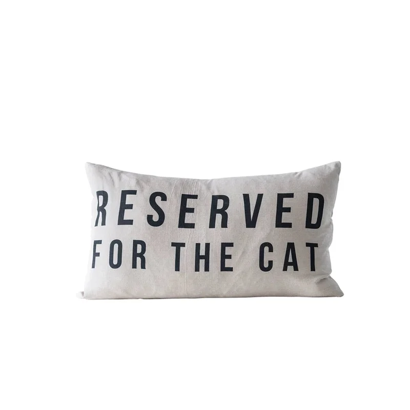Cotton Pillow "Reserved for the Cat"