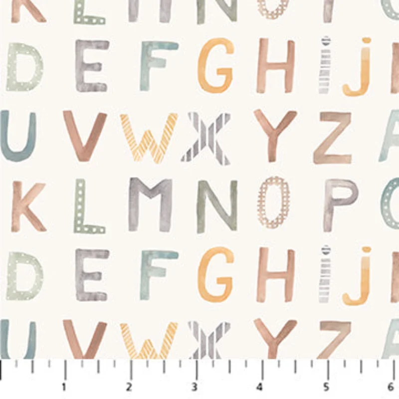 COTTON-TALE: Alphabet-Cream (1/4 Yard)
