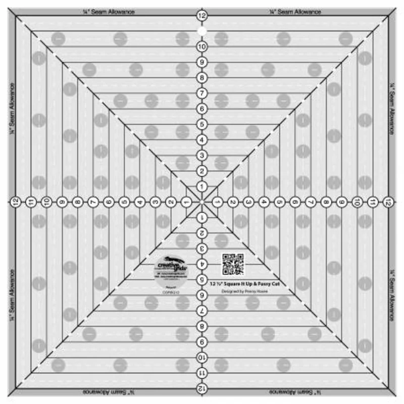 Creative Grids: 12.5" Square It Up or Fussy Cut Square Quilt Ruler
